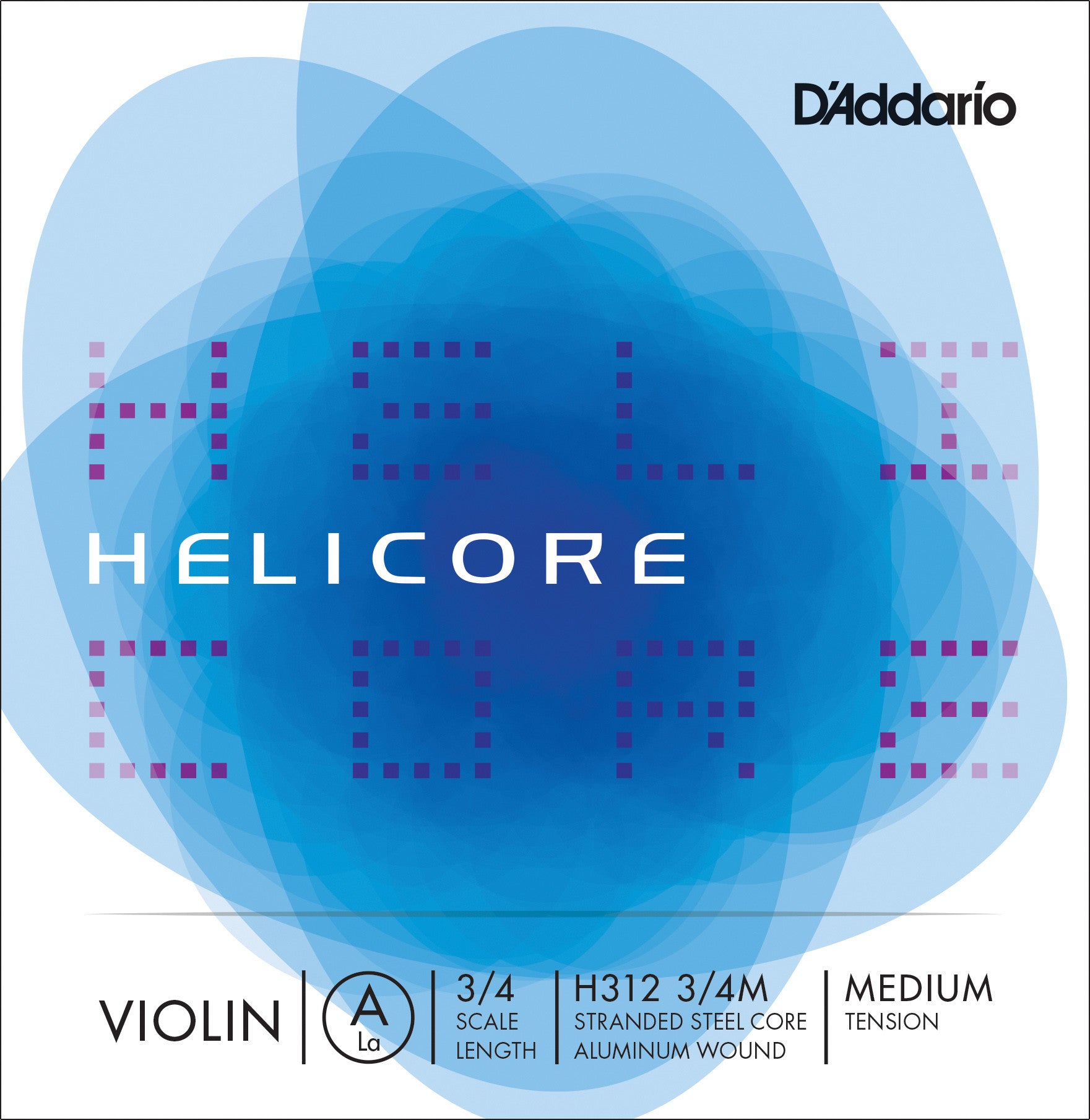 D'Addario Helicore Violin Single A String, 3/4 Scale, Medium Tension