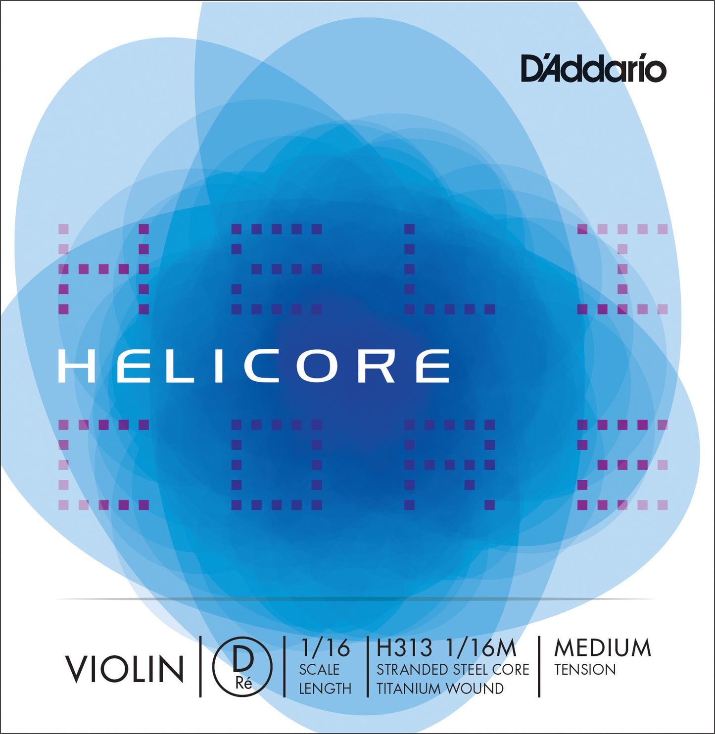D'Addario Helicore Violin Single D String, 1/16 Scale, Medium Tension