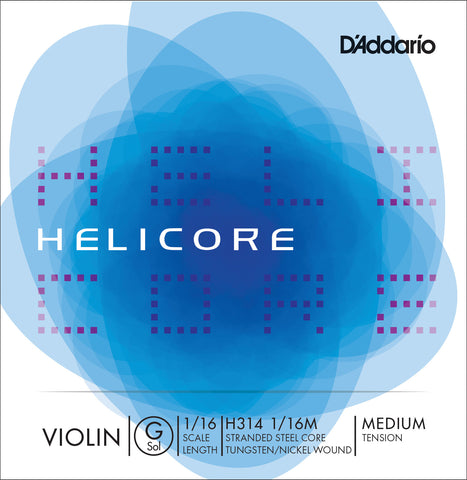 D'Addario Helicore Violin Single G String, 1/16 Scale, Medium Tension