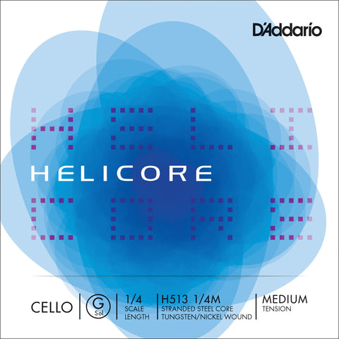D'Addario Helicore Cello Single G String, 1/4 Scale, Medium Tension
