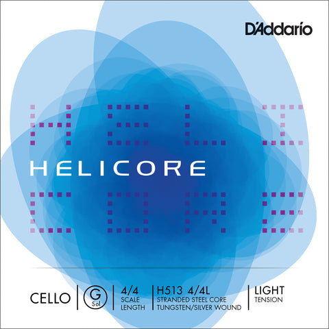 D'Addario Helicore Cello Single G String, 4/4 Scale, Light Tension