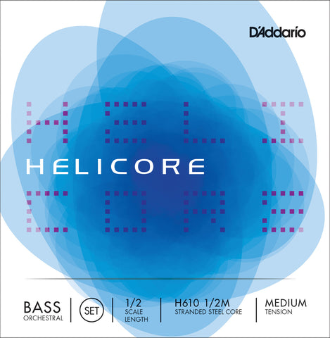 D'Addario Helicore Orchestral Bass String Set, 1/2 Scale, Medium Tension