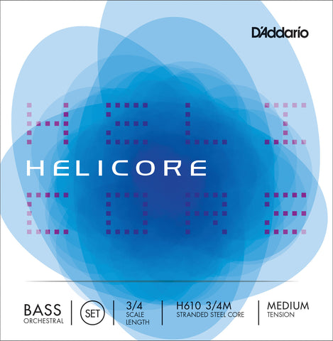 D'Addario Helicore Orchestral Bass String Set, 3/4 Scale, Medium Tension