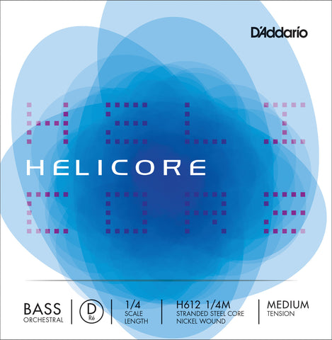 D'Addario Helicore Orchestral Bass Single D String, 1/4 Scale, Medium Tension