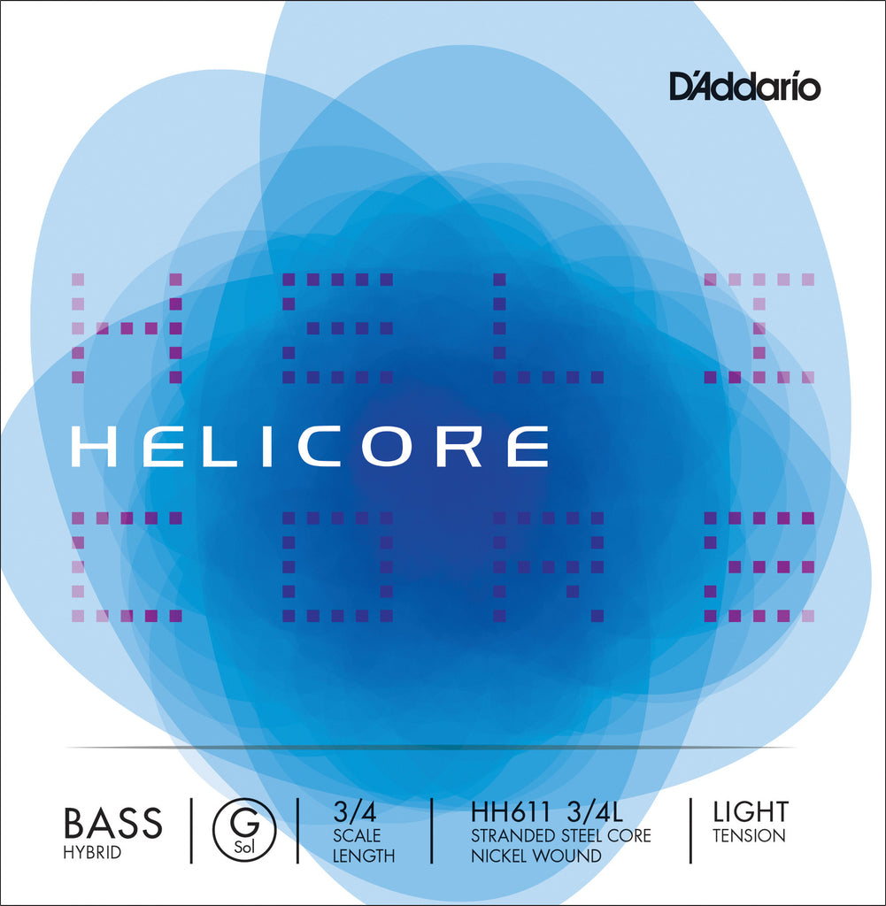 D'Addario Helicore Hybrid Bass Single G String, 3/4 Scale, Light Tension
