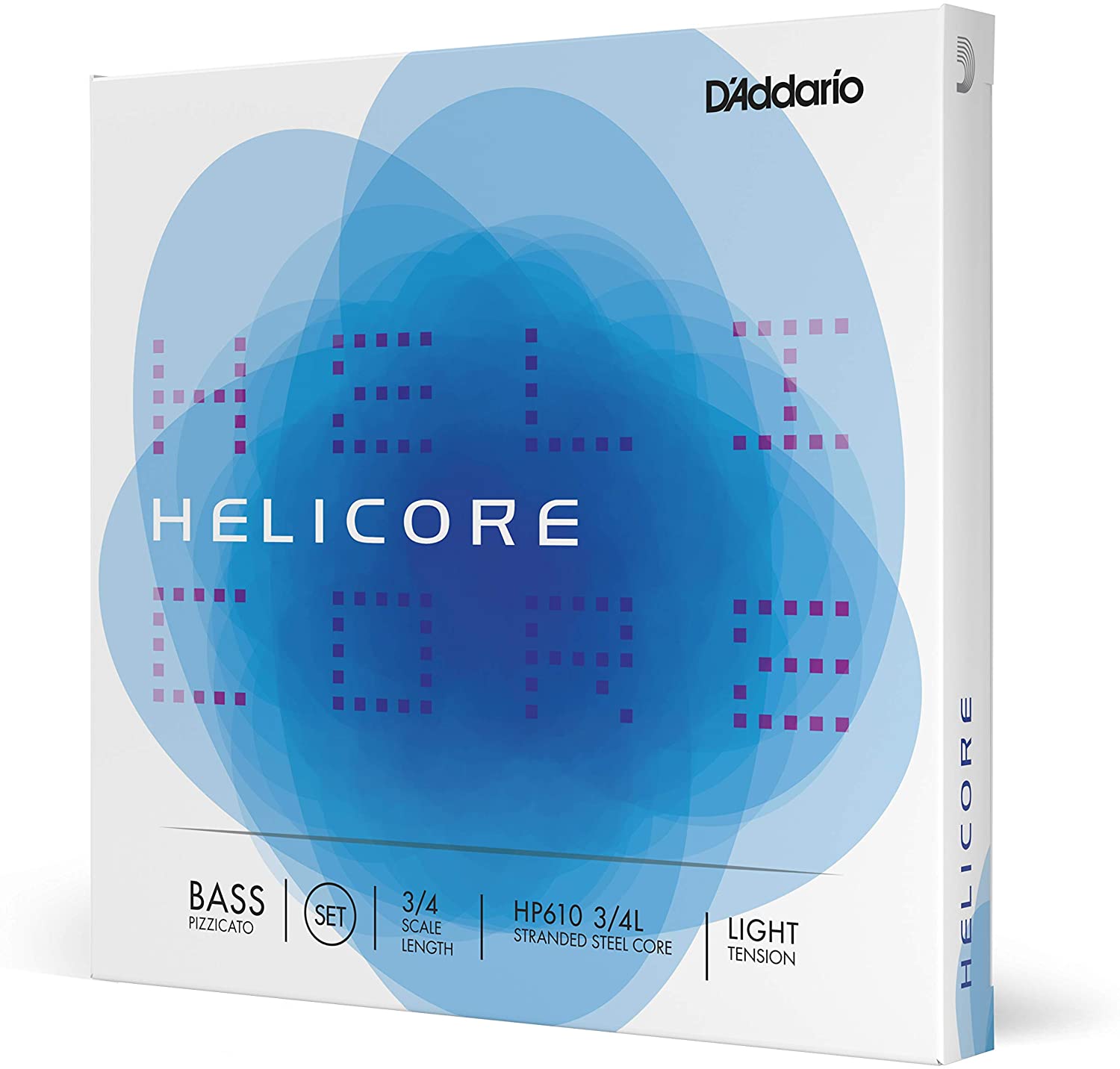 D'Addario Helicore Pizzicato Bass String Set, 3/4 Scale, Light Tension