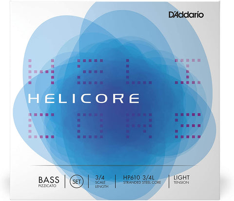 D'Addario Helicore Pizzicato Bass String Set, 3/4 Scale, Light Tension