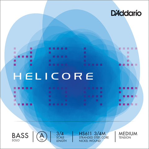 D'Addario Helicore Solo Bass Single A String, 3/4 Scale, Medium Tension