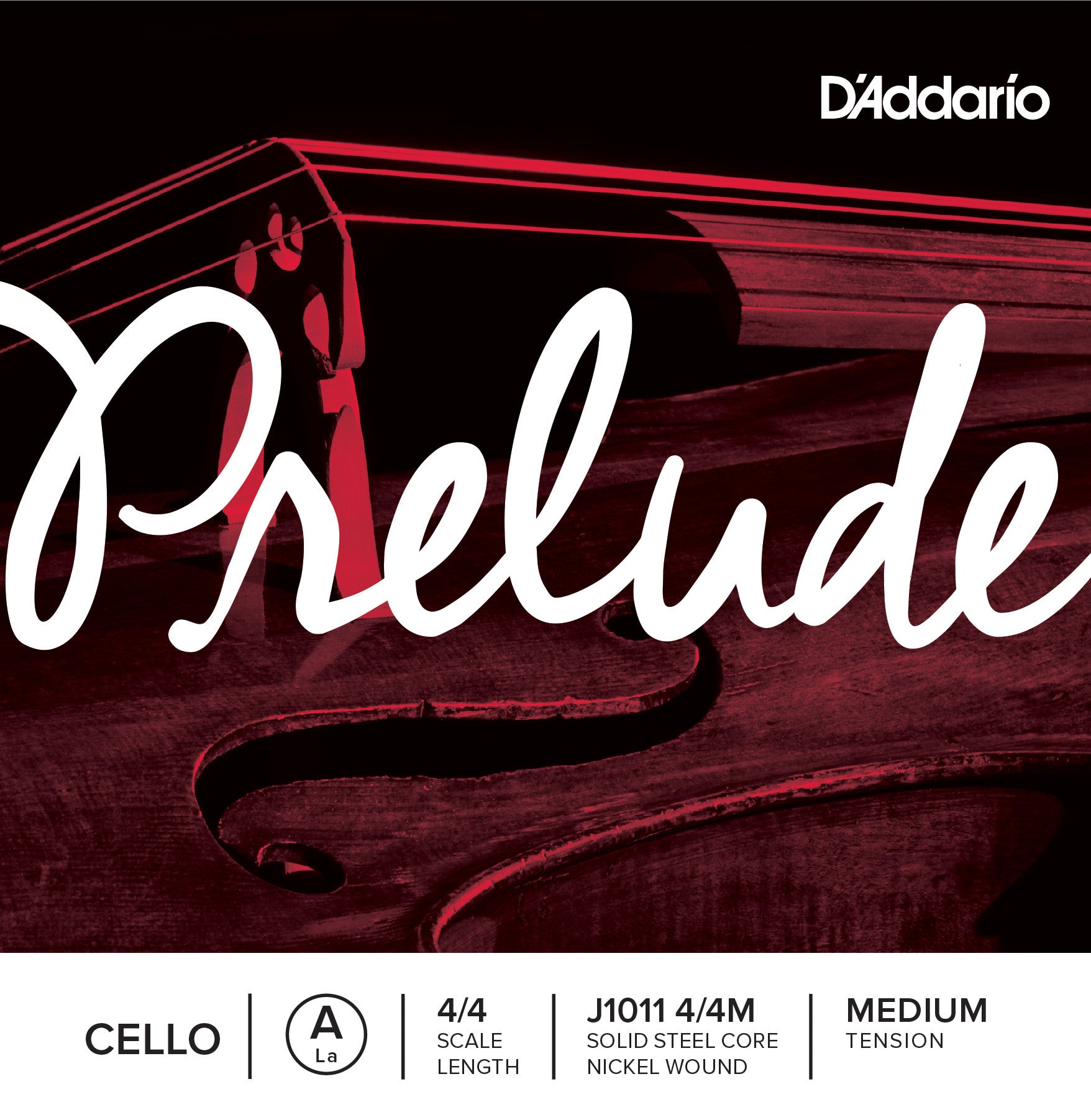 D'Addario Prelude Cello Single A String, 4/4 Scale, Medium Tension