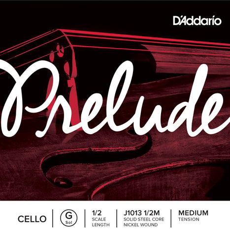 D'Addario Prelude Cello Single G String, 1/2 Scale, Medium Tension