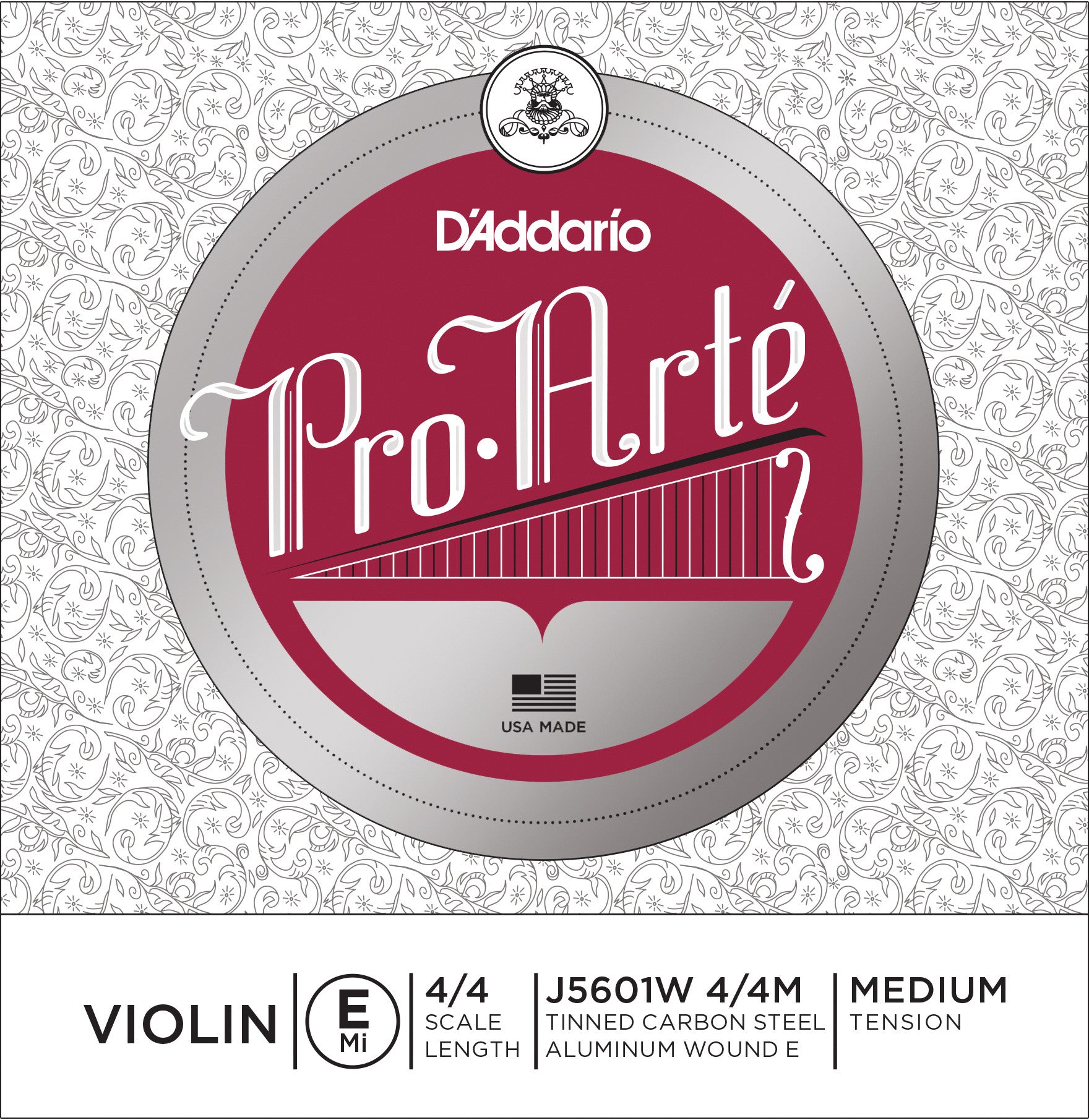 D'Addario Pro-Arte Violin Single Aluminum Wound E String, 4/4 Scale, Medium Tension