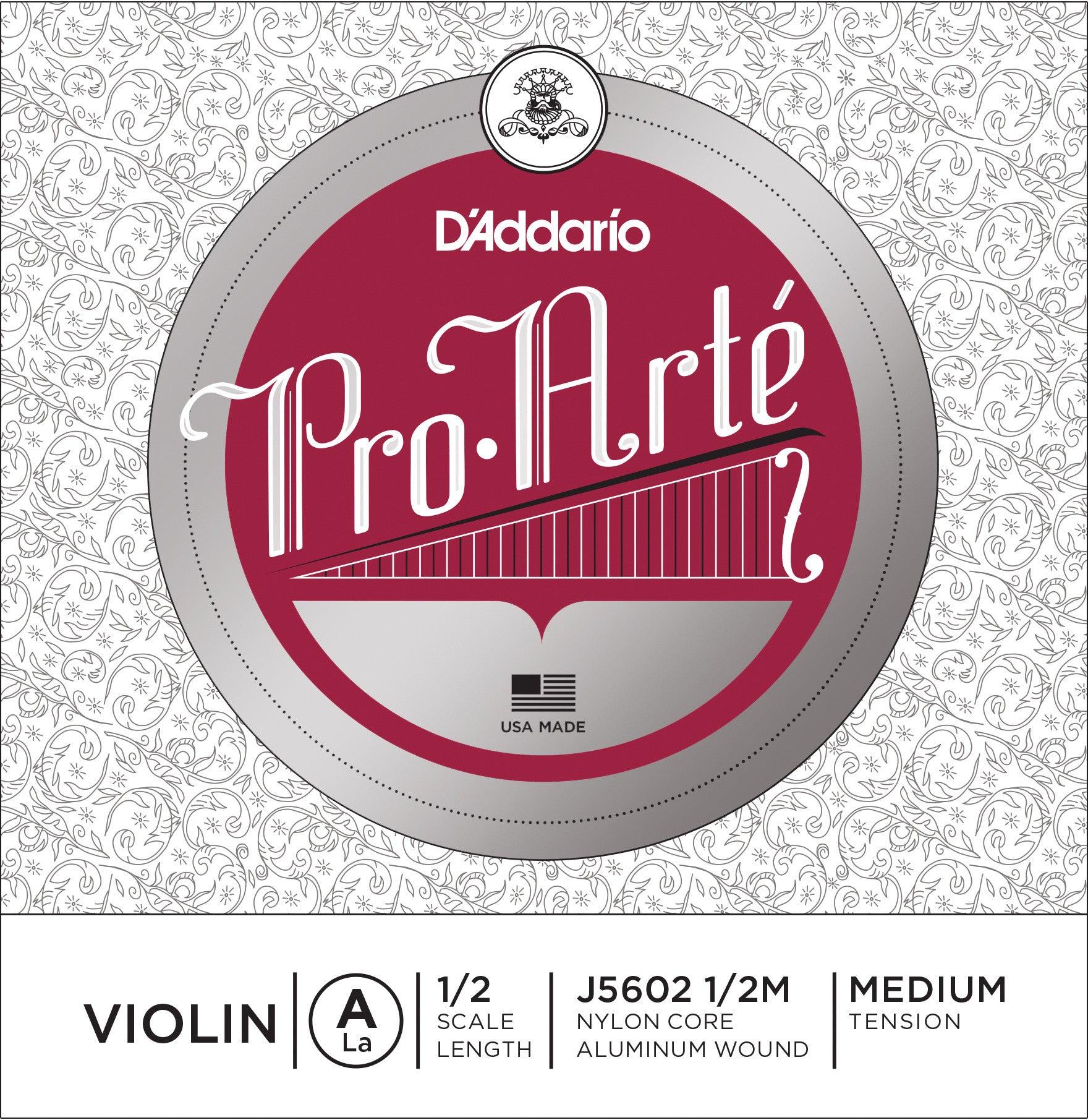 D'Addario Pro-Arte Violin Single A String, 1/2 Scale, Medium Tension