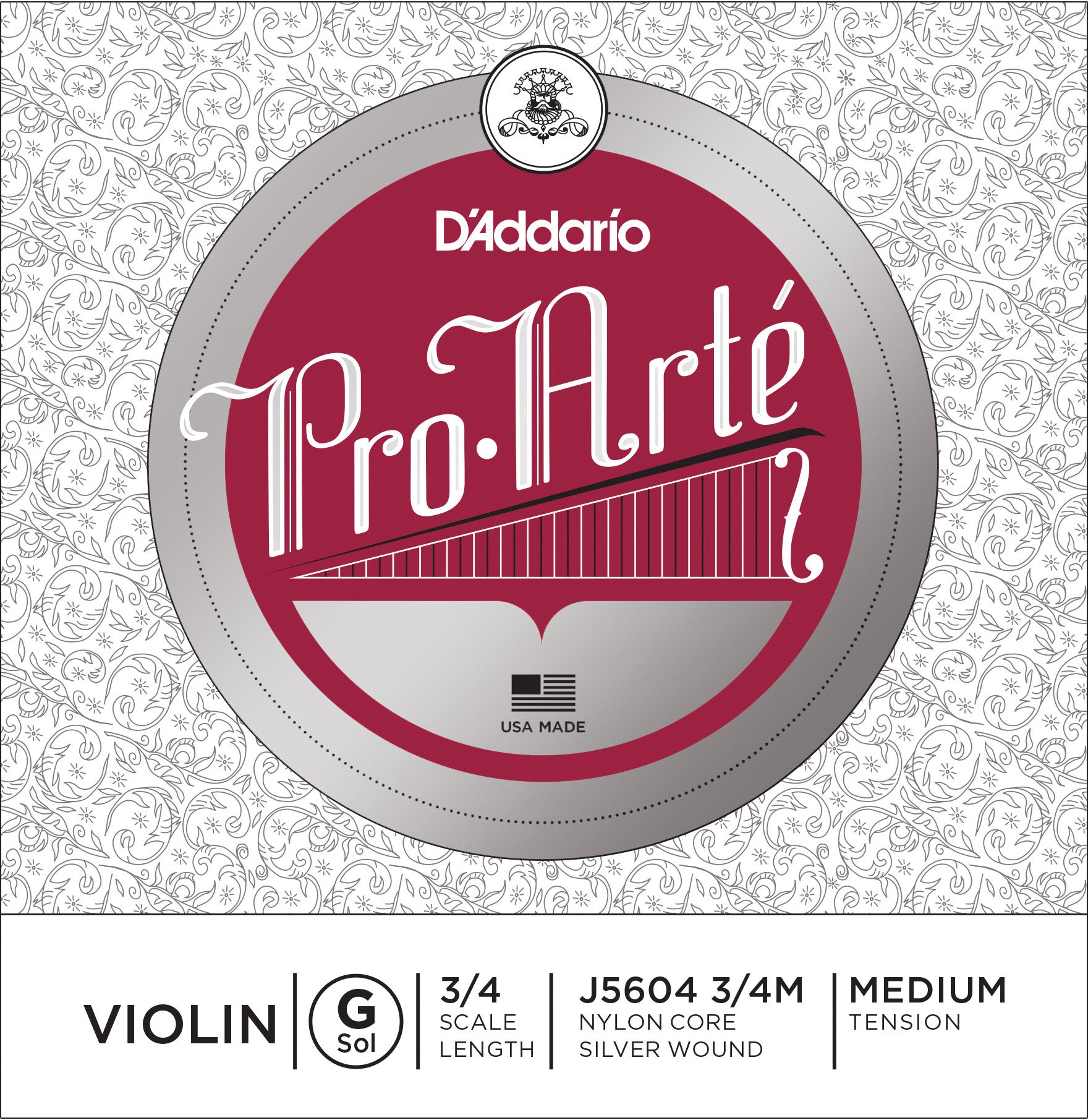 D'Addario Pro-Arte Violin Single G String, 3/4 Scale, Medium Tension