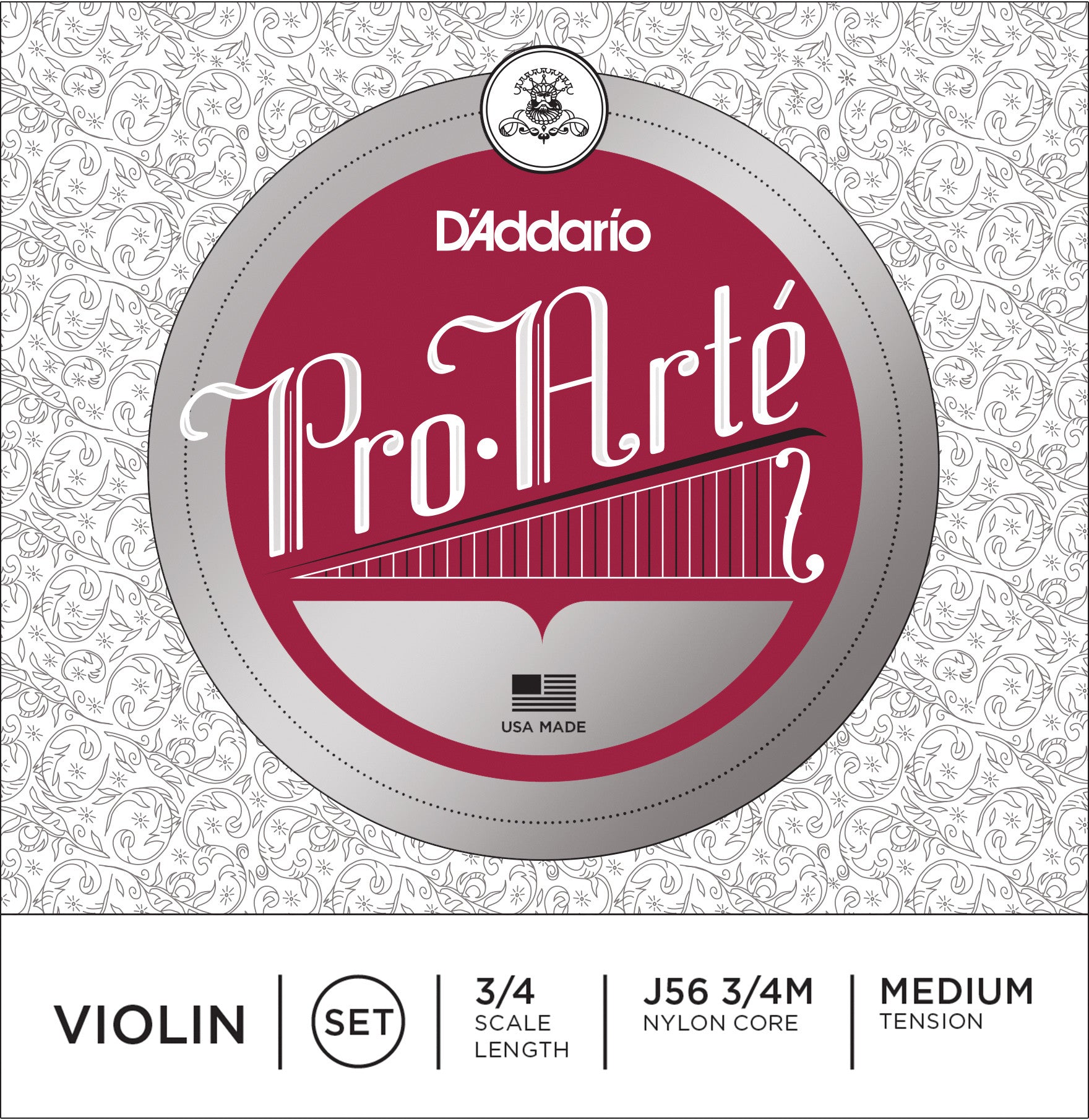 D'Addario Pro-Arte Violin String Set, 3/4 Scale, Medium Tension