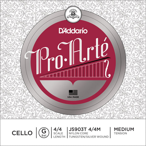 D'Addario Pro-Arte Cello Single G String, 4/4 Scale, Medium Tension