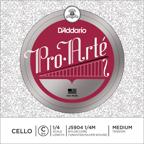 D'Addario Pro-Arte Cello Single C String, 1/4 Scale, Medium Tension