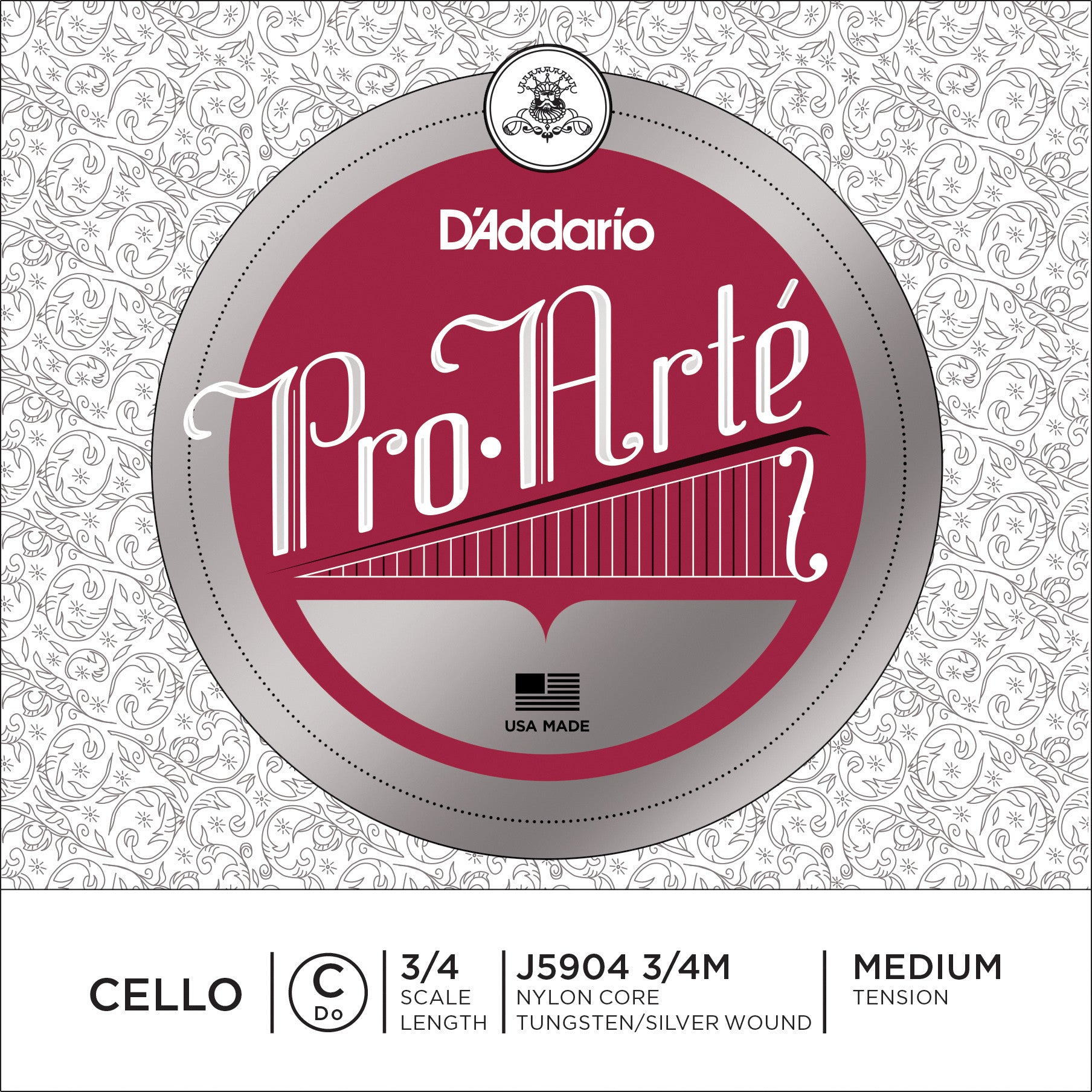 D'Addario Pro-Arte Cello Single C String, 3/4 Scale, Medium Tension