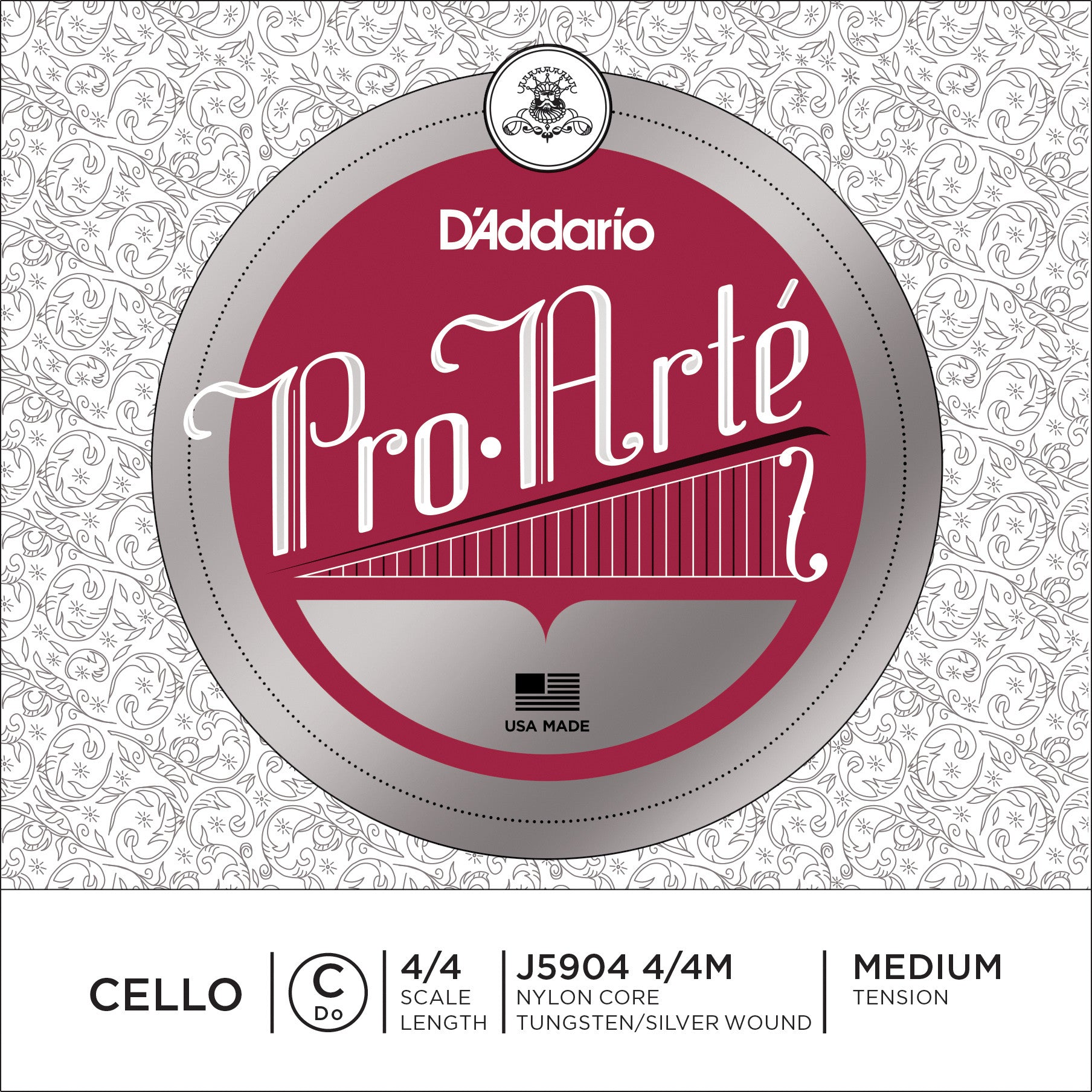D'Addario Pro-Arte Cello Single C String, 4/4 Scale, Medium Tension