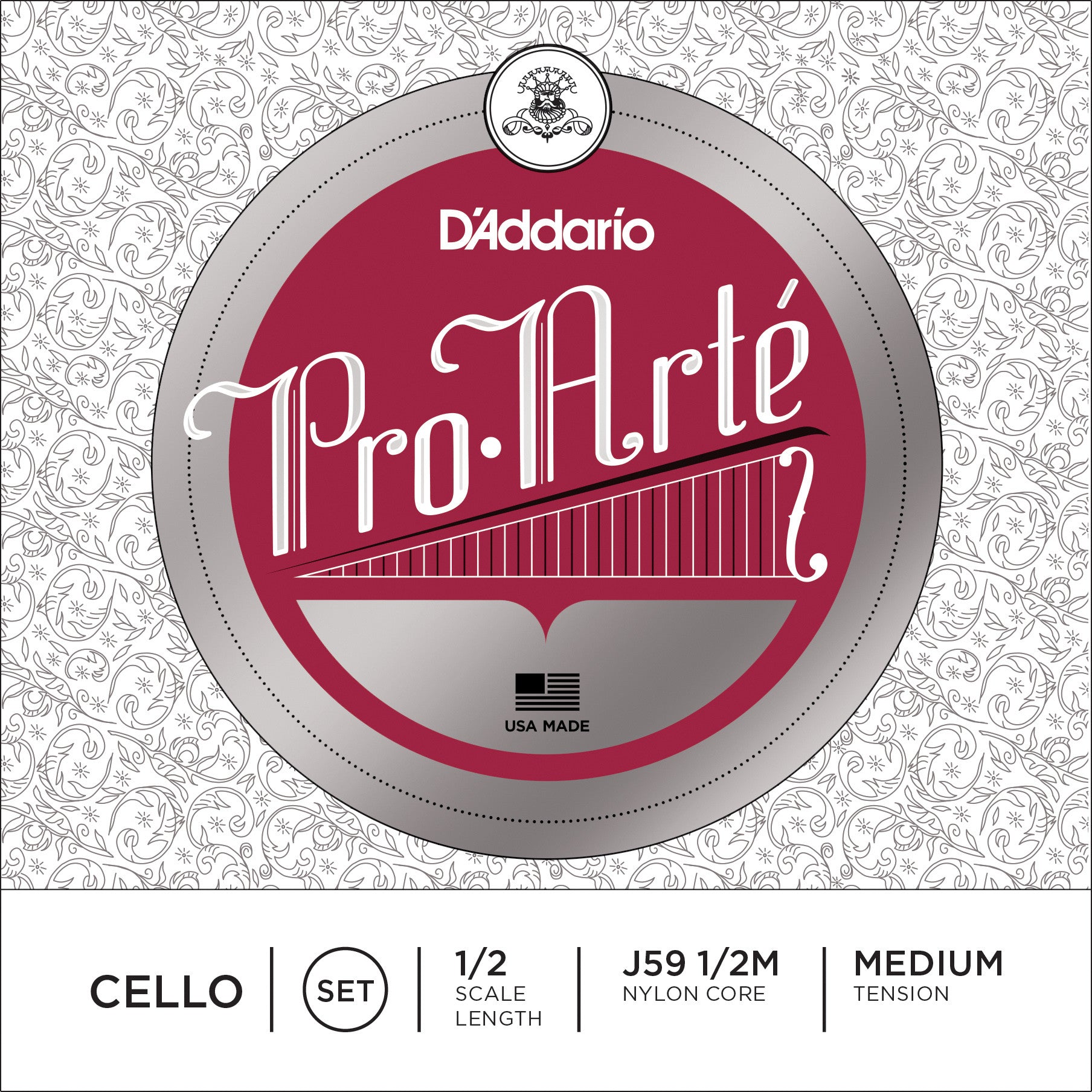 D'Addario Pro-Arte Cello String Set, 1/2 Scale, Medium Tension