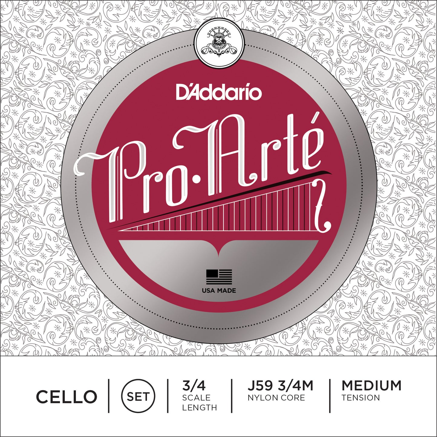 D'Addario Pro-Arte Cello String Set, 3/4 Scale, Medium Tension