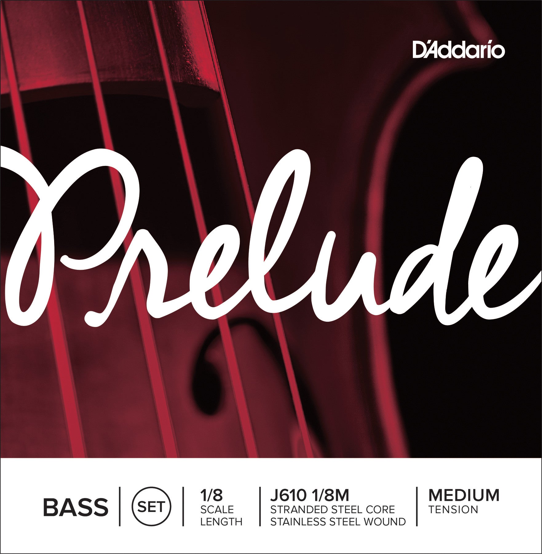 D'Addario Prelude Bass String Set, 1/8 Scale, Medium Tension