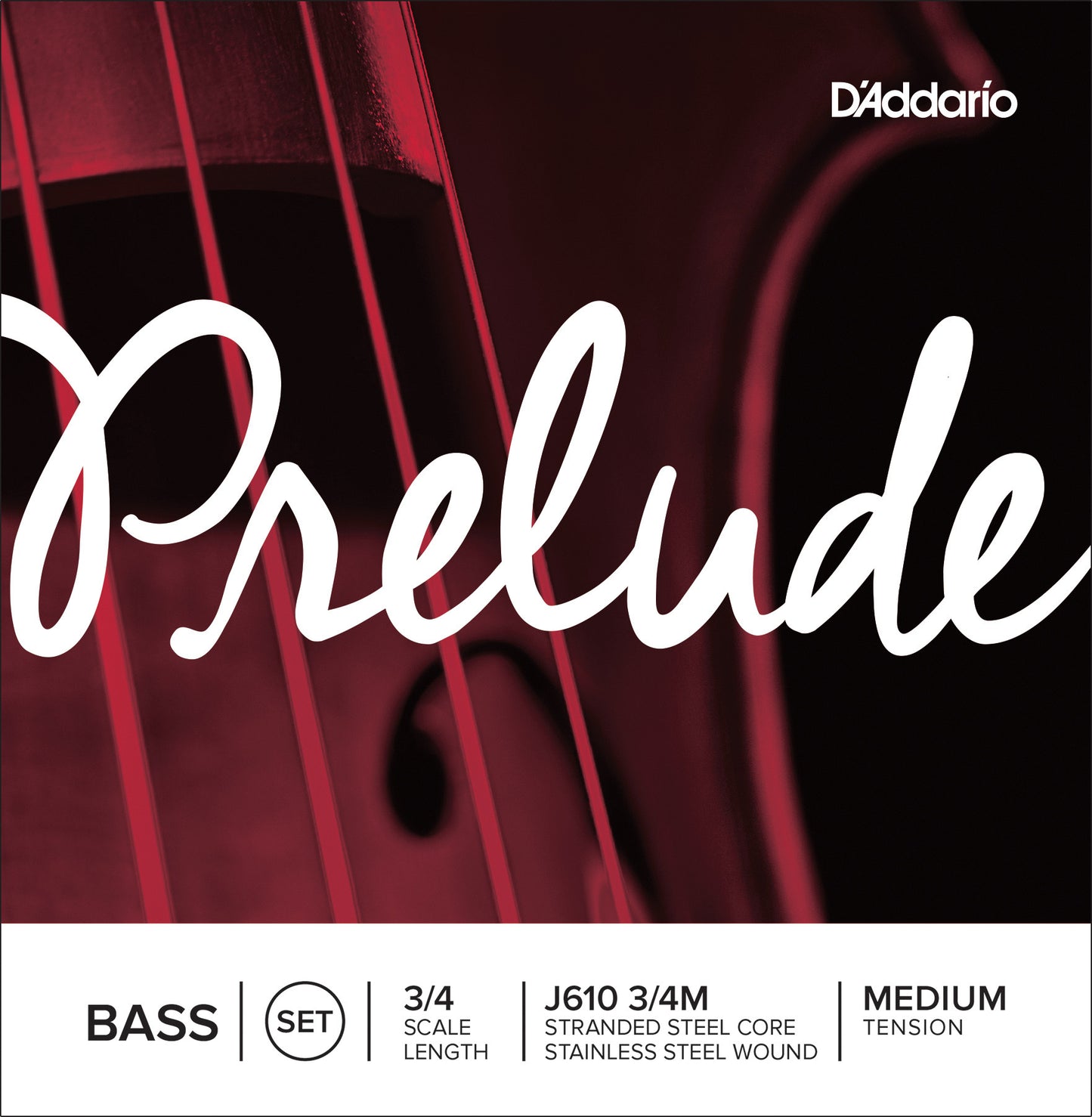D'Addario Prelude Bass String Set, 3/4 Scale, Medium Tension