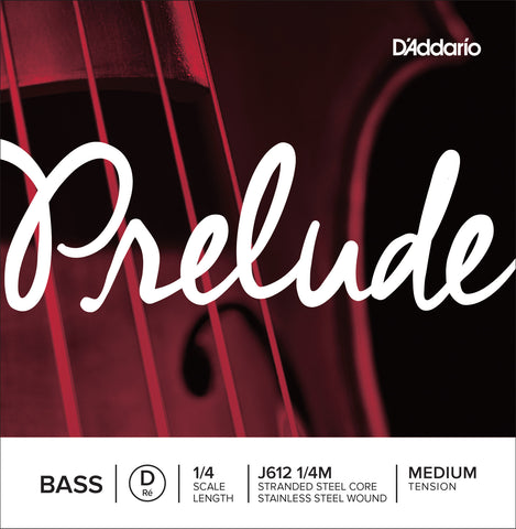 D'Addario Prelude Bass Single D String, 1/4 Scale, Medium Tension