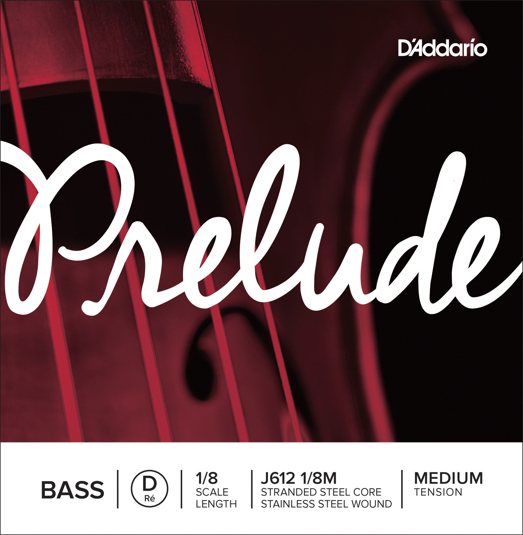 D'Addario Prelude Bass Single D String, 1/8 Scale, Medium Tension