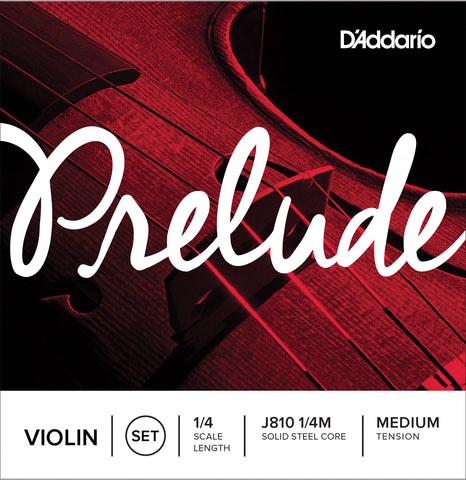 D'Addario Prelude Violin String Set, 1/4 Scale, Medium Tension