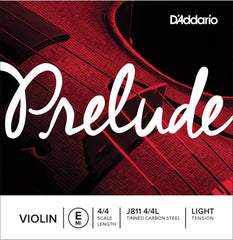 D'Addario Prelude Violin Single E String, 4/4 Scale, Light Tension