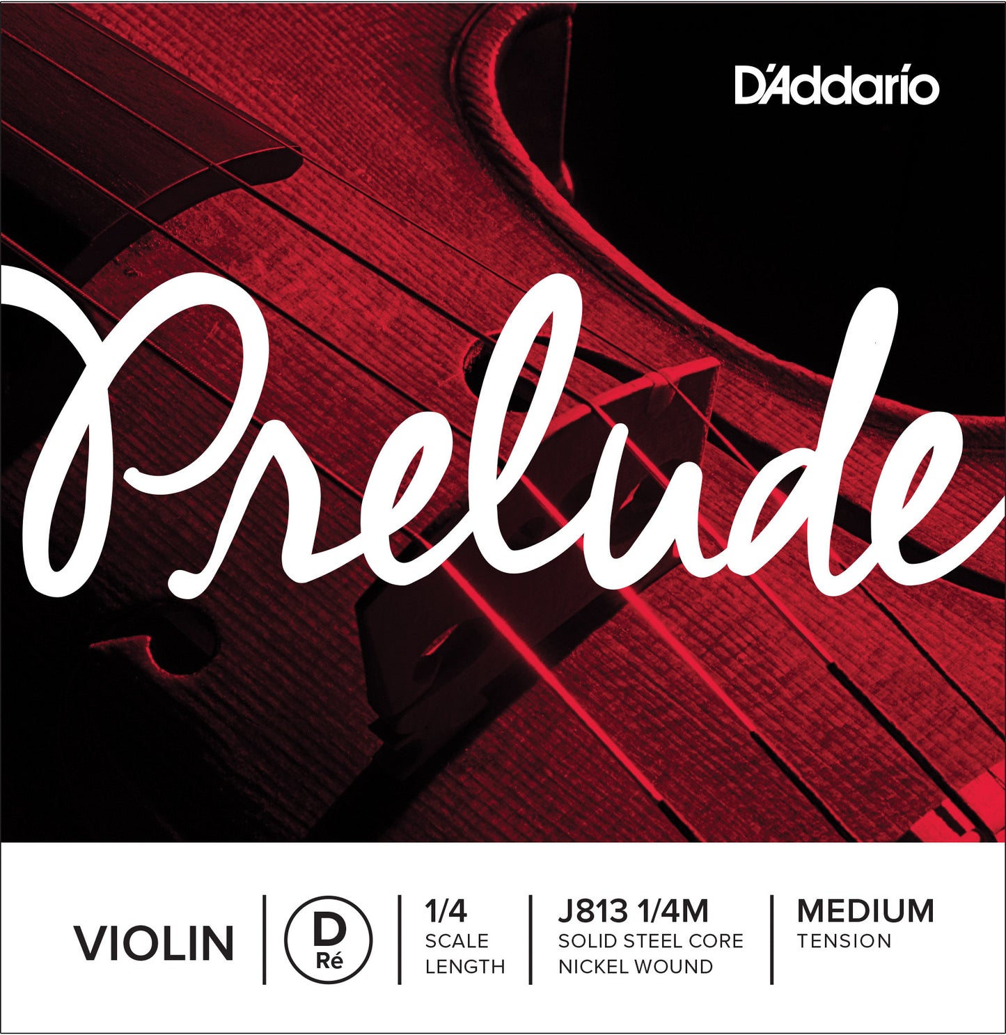D'Addario Prelude Violin Single D String, 1/4 Scale, Medium Tension