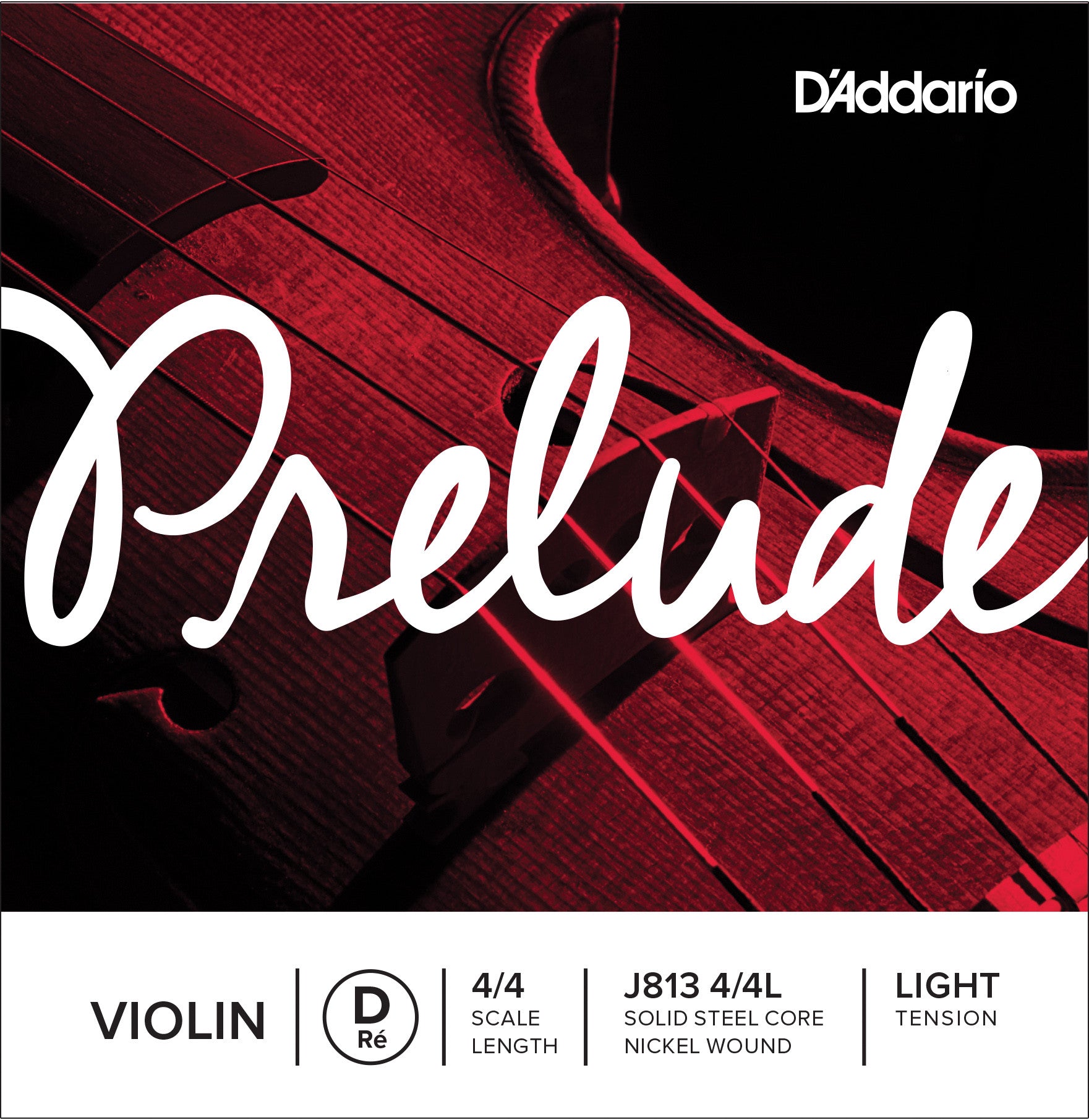 D'Addario Prelude Violin Single D String, 4/4 Scale, Light Tension