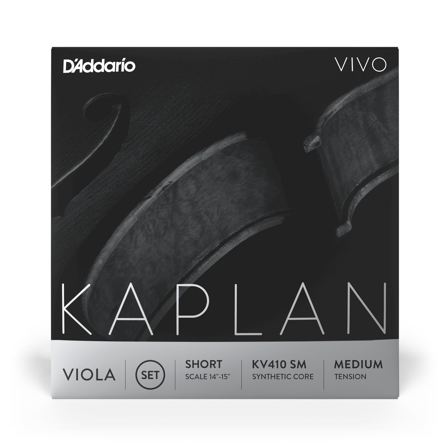 D'Addario Kaplan Vivo Viola String Set, Short Scale, Medium Tension