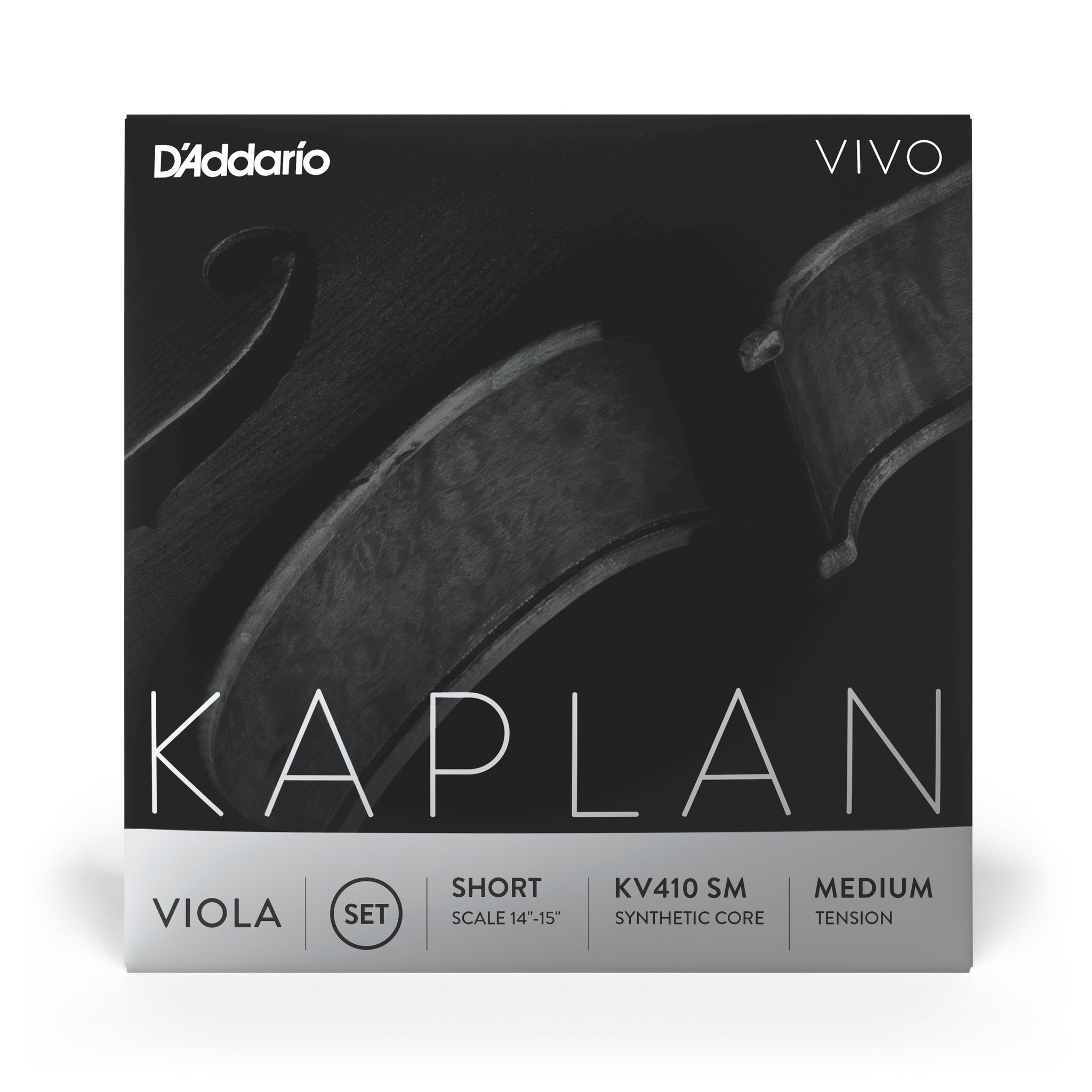 D'Addario Kaplan Vivo Viola String Set, Short Scale, Medium Tension