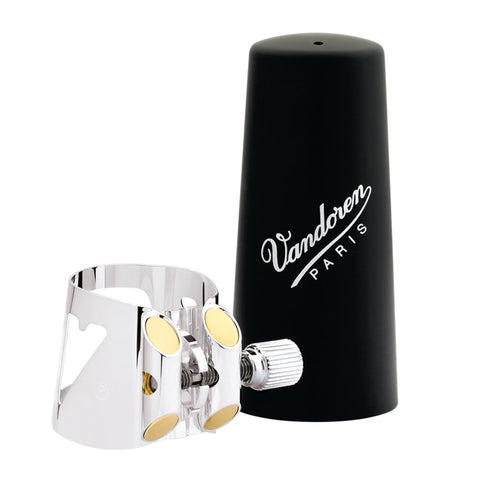 Vandoren Optimum Ligature and Plastic Cap for Bb Clarinet, Silver Plated