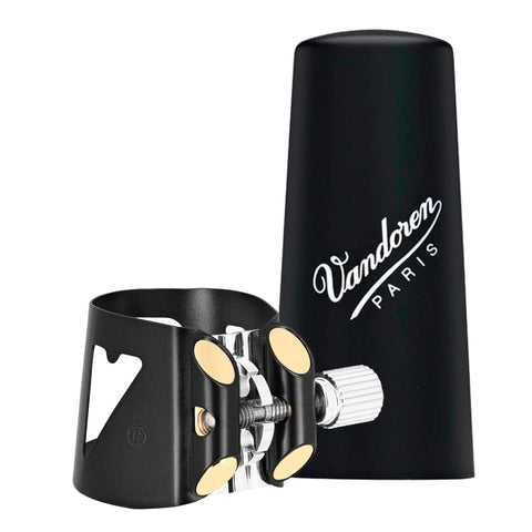 Vandoren Optimum Ligature and Plastic Cap for Bass Clarinet, Black