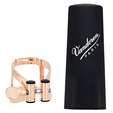 Vandoren M|O Ligature and Plastic Cap for Bass Clarinet, Pink Gold