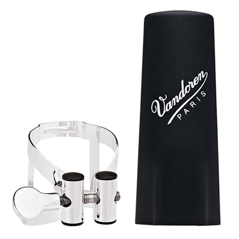 Vandoren M|O Ligature and Plastic Cap for Bass Clarinet, Silver Plated