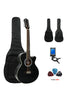 Fever 12 String Acoustic Electric Guitar with Bag, Tuner and Picks, Black