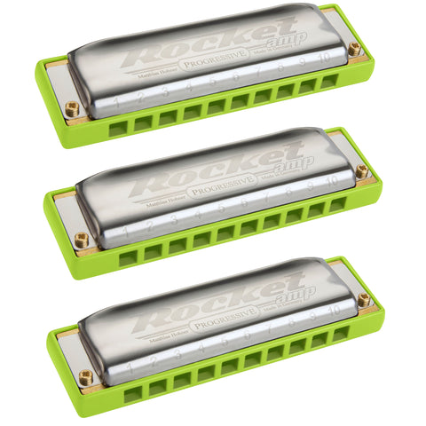 Hohner Progressive Series Rocket Amp Harmonica 3-Pack Key of C G A