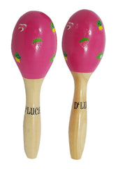 D'Luca Kids 6 Inches Small Decorative Pink Wood Maracas
