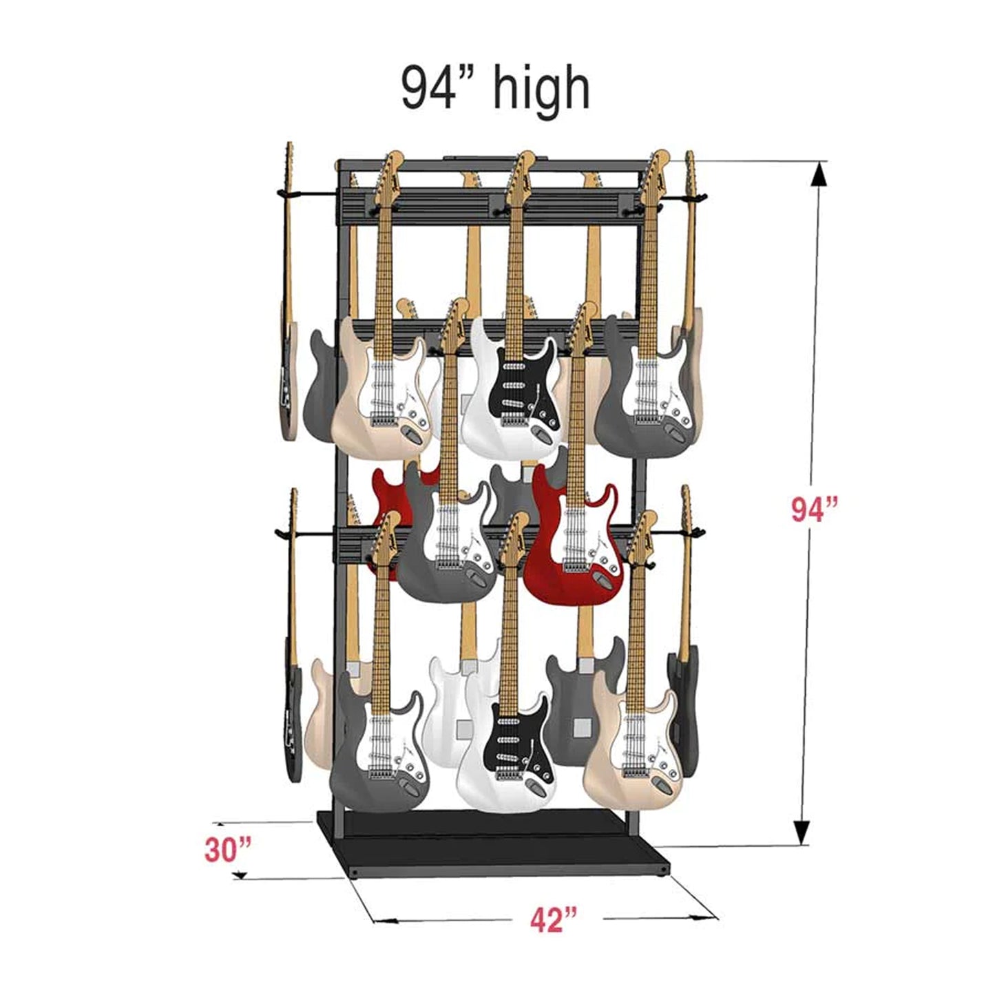 D'Luca Free Standing Modular Guitar Display Triple Tier