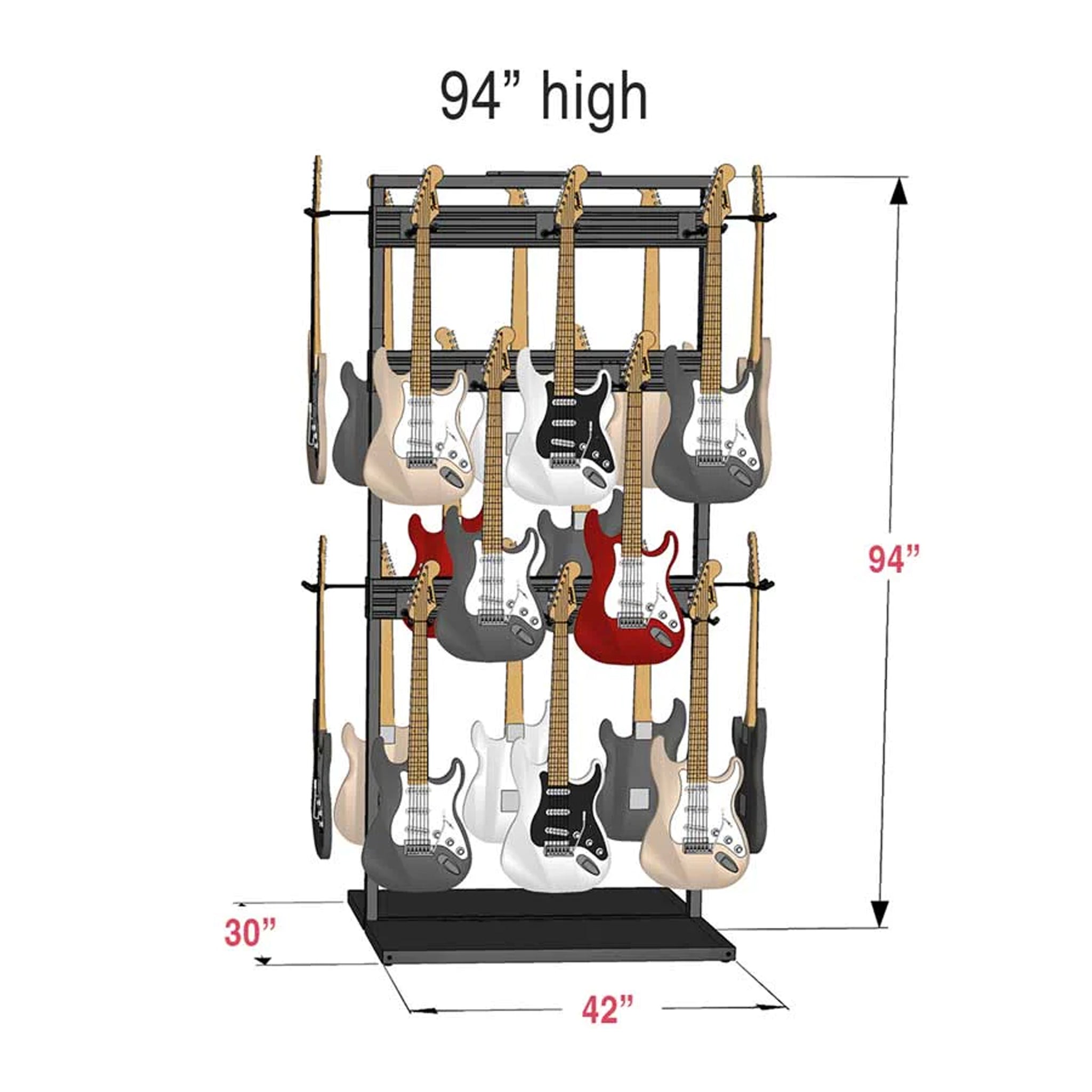 D'Luca Free Standing Modular Guitar Display Triple Tier