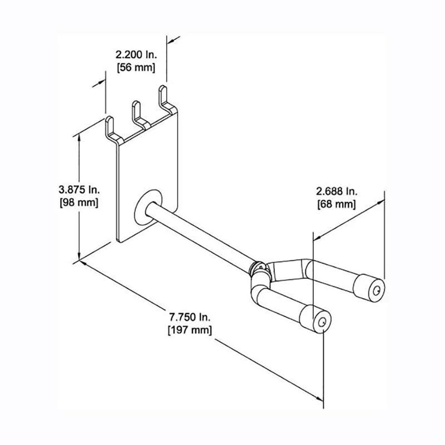 D'Luca 4" Banjo Hanger Fits Slatwall And Peg Wall