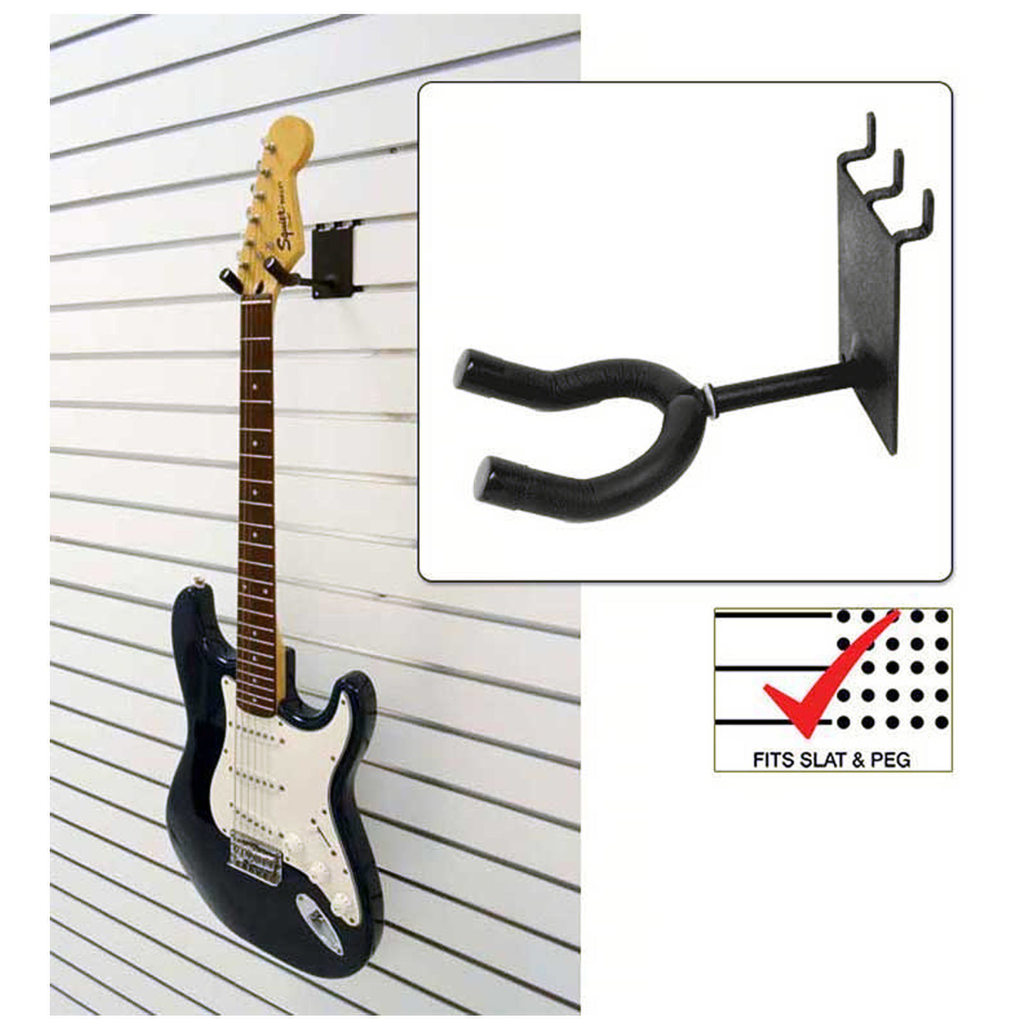 D'Luca 2" Standard Guitar Hanger Fits Slatwall And Peg Wall