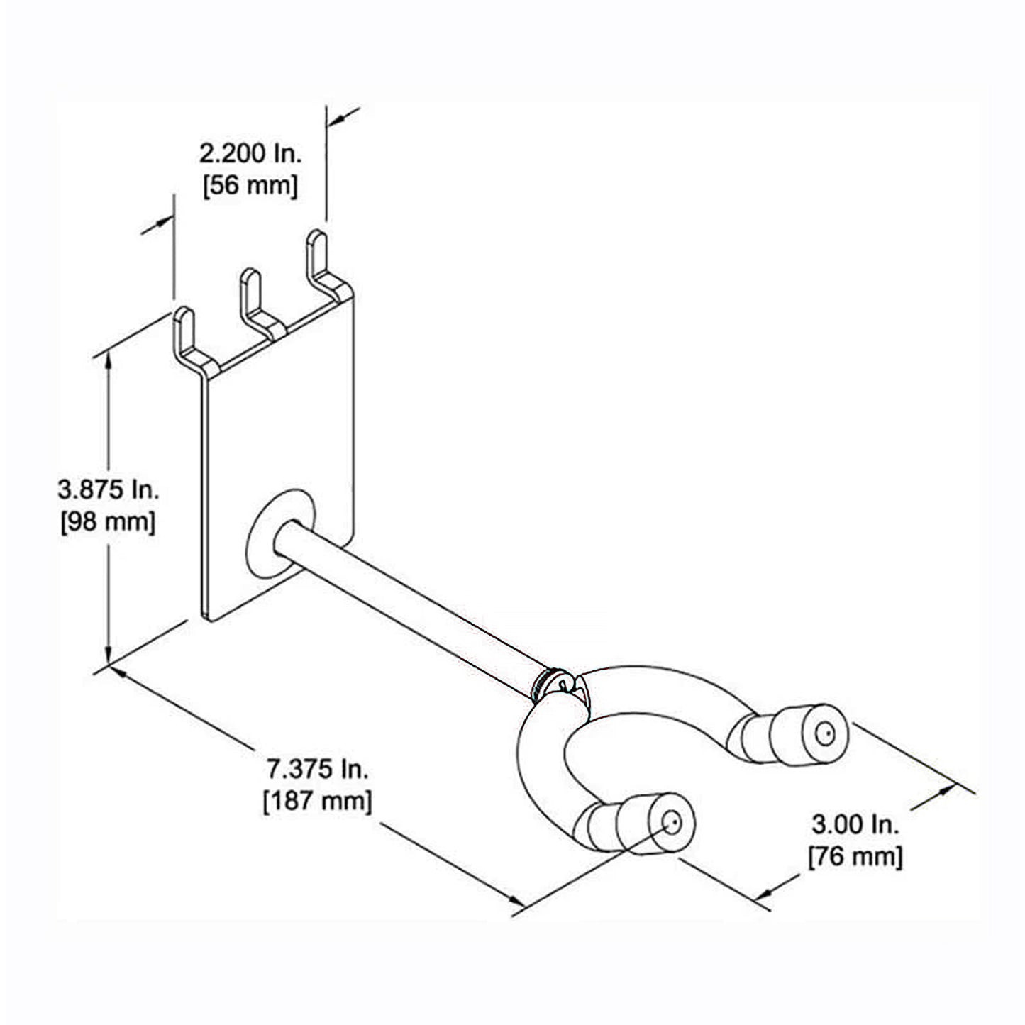 D'Luca 4" Standard Guitar Hanger Fits Slatwall And Peg Wall