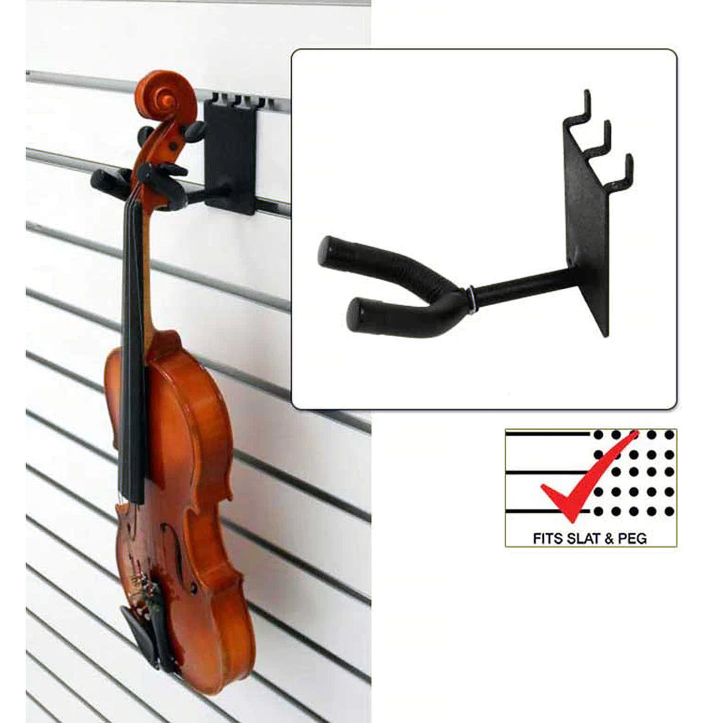 D'Luca 2" Violin / Viola Hanger Fits Slatwall And Peg Wall