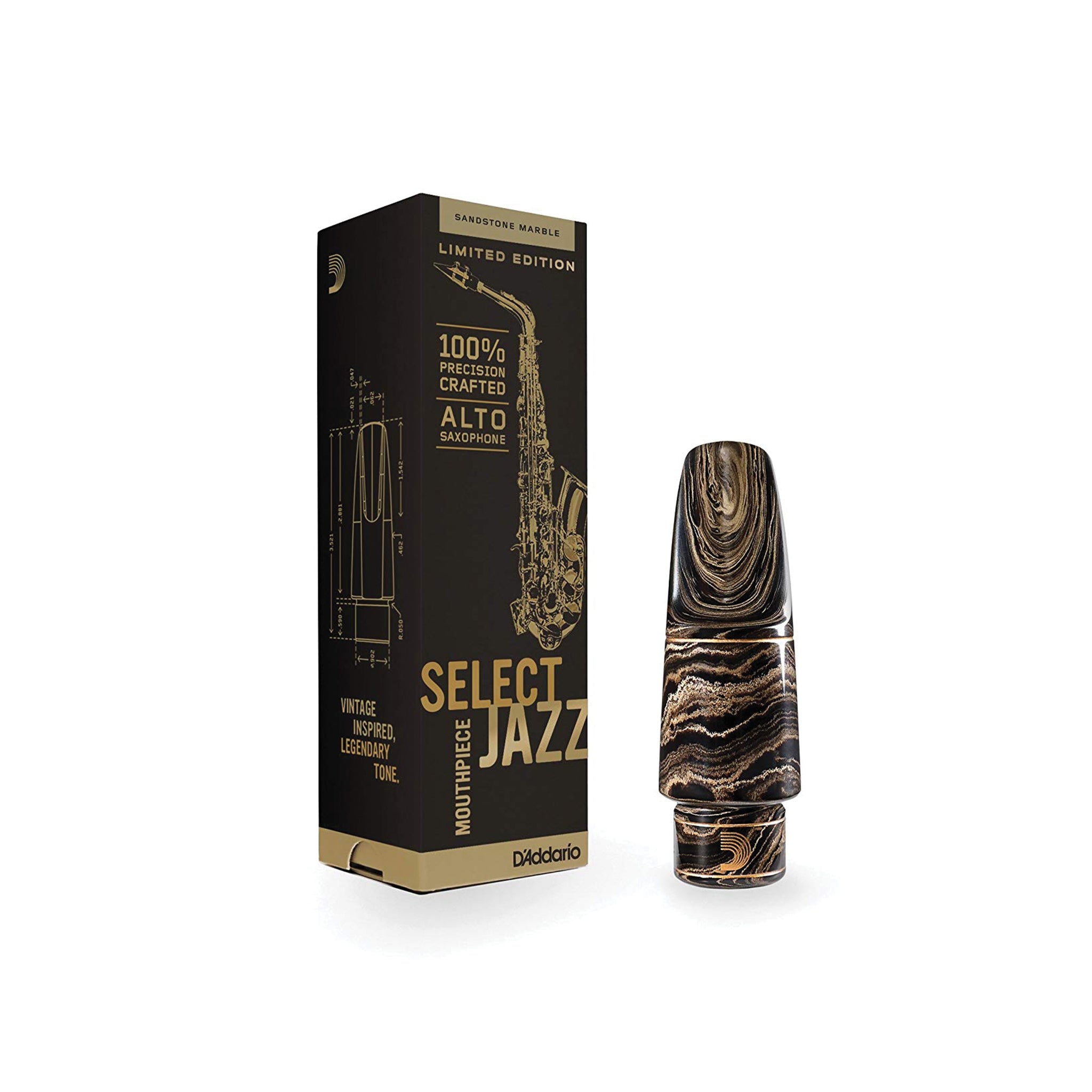 D'Addario Select Jazz Marble Alto Saxophone Mouthpiece, D5M-MB