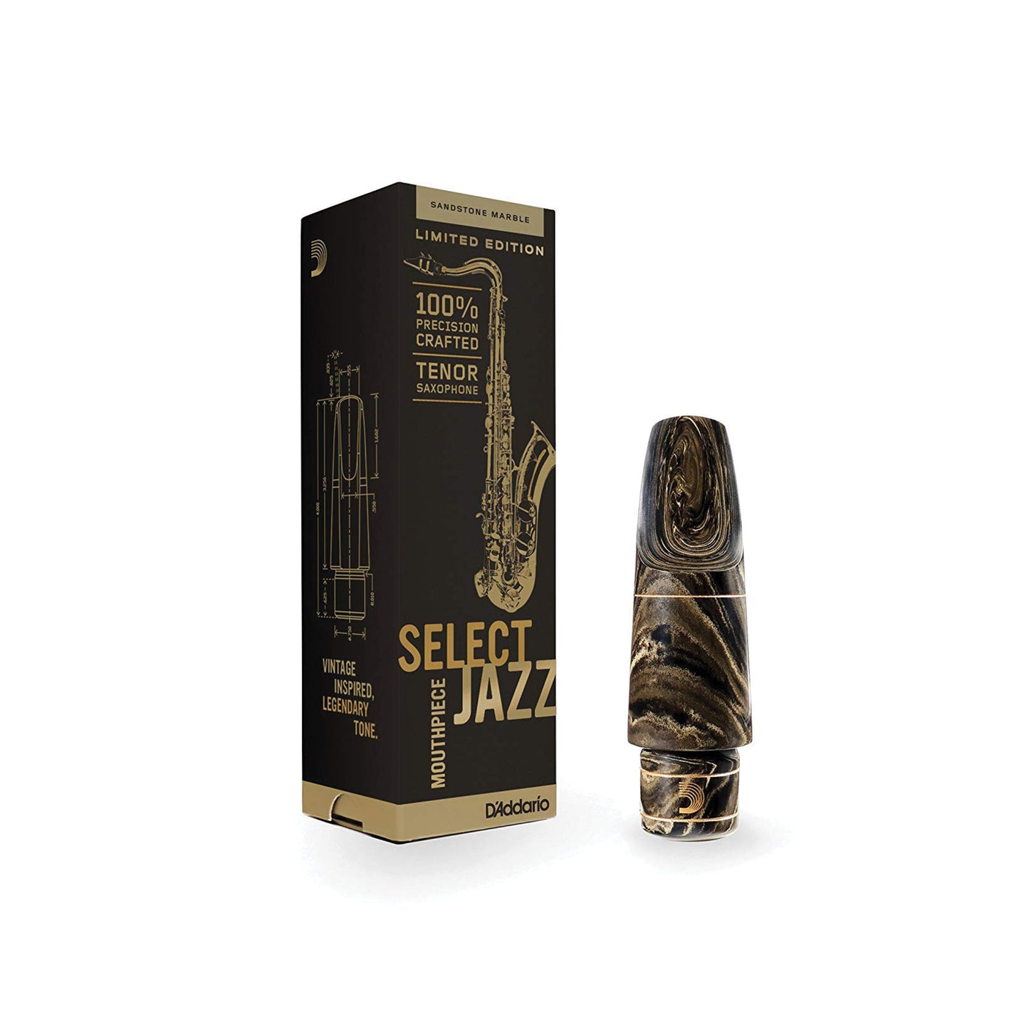 D'Addario Select Jazz Marble Tenor Saxophone Mouthpiece, D6M-MB