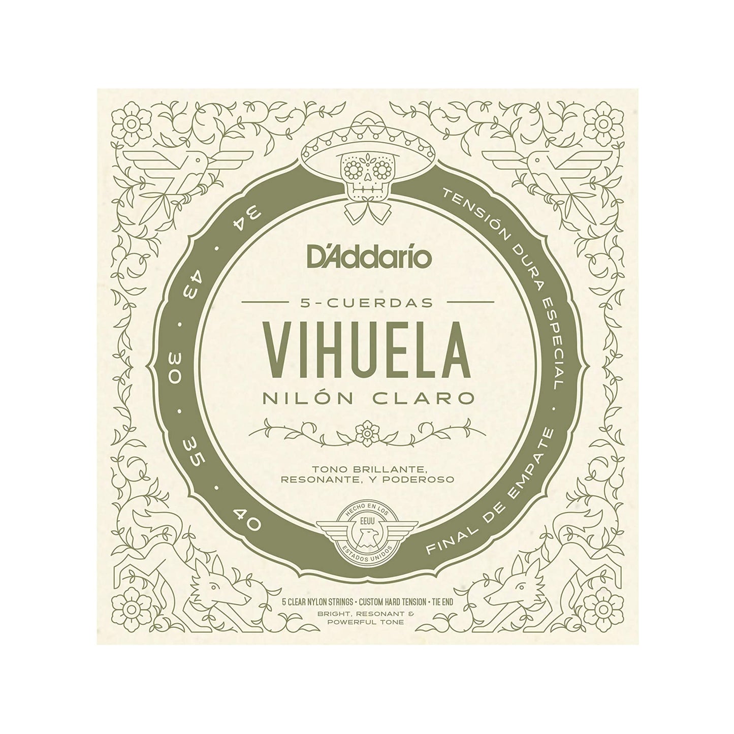 D’Addario MV10C Vihuela Custom Hard Tension Strings